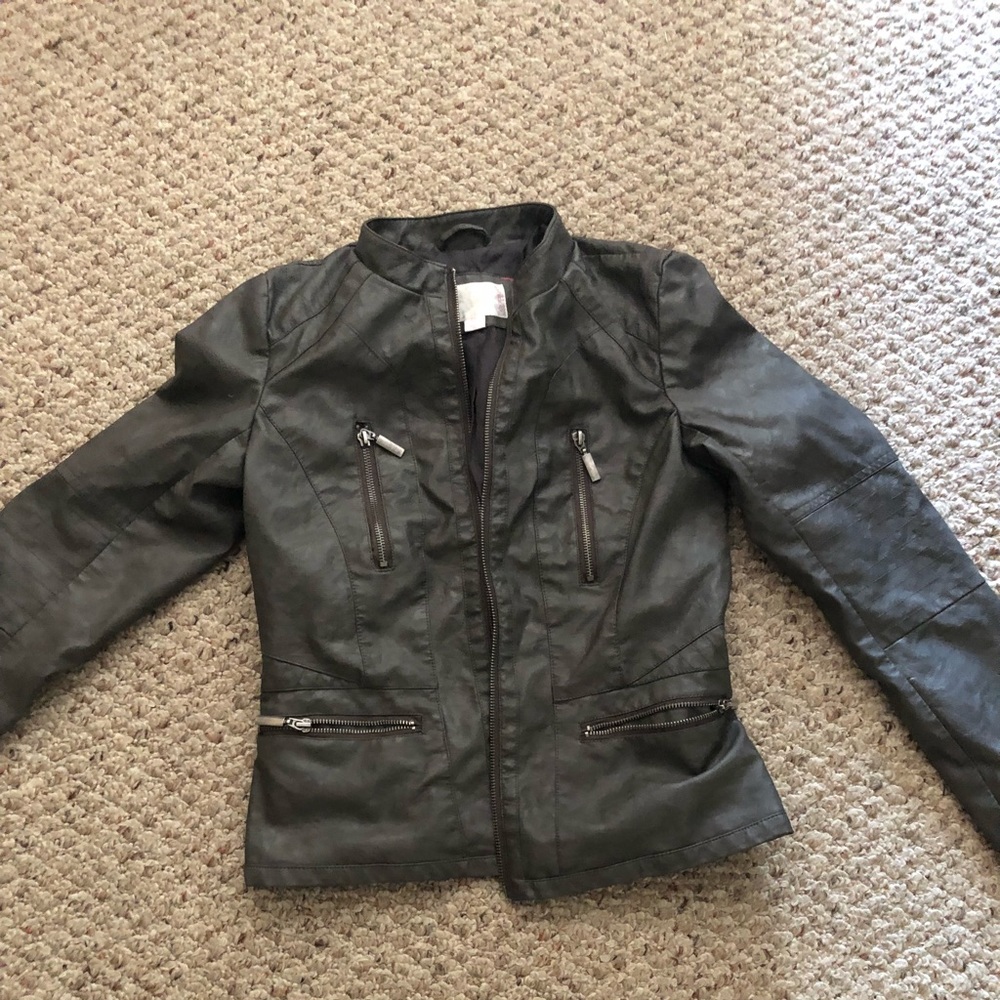 Faux leather moto jacket